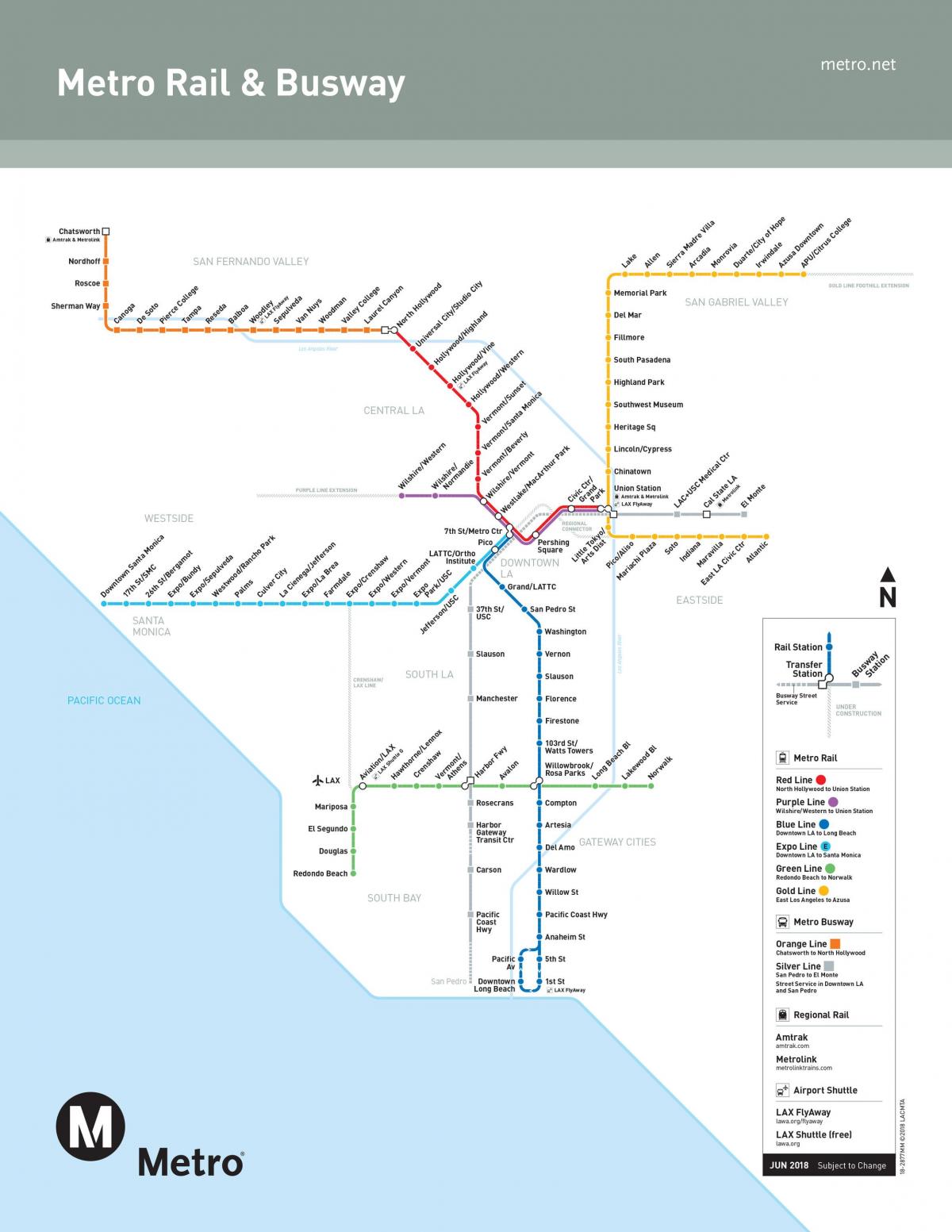 Los Angeles metro stations map